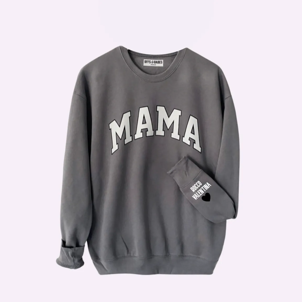 LOVE ON THE CUFF ♡ stormy mama sweatshirt with personalized cuff sold by BFFS & BABES