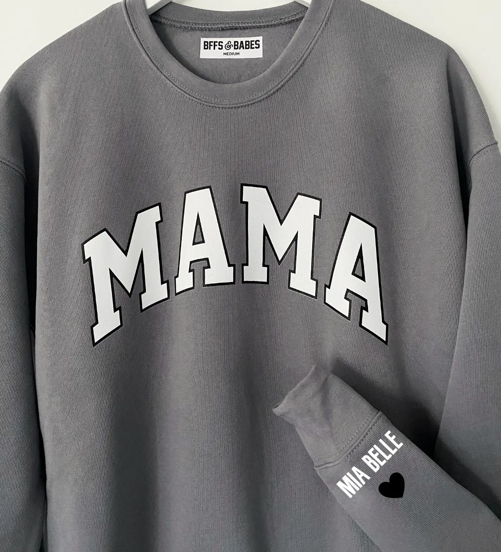LOVE ON THE CUFF ♡ stormy mama sweatshirt with personalized cuff sold by BFFS & BABES product image thumbnail 2