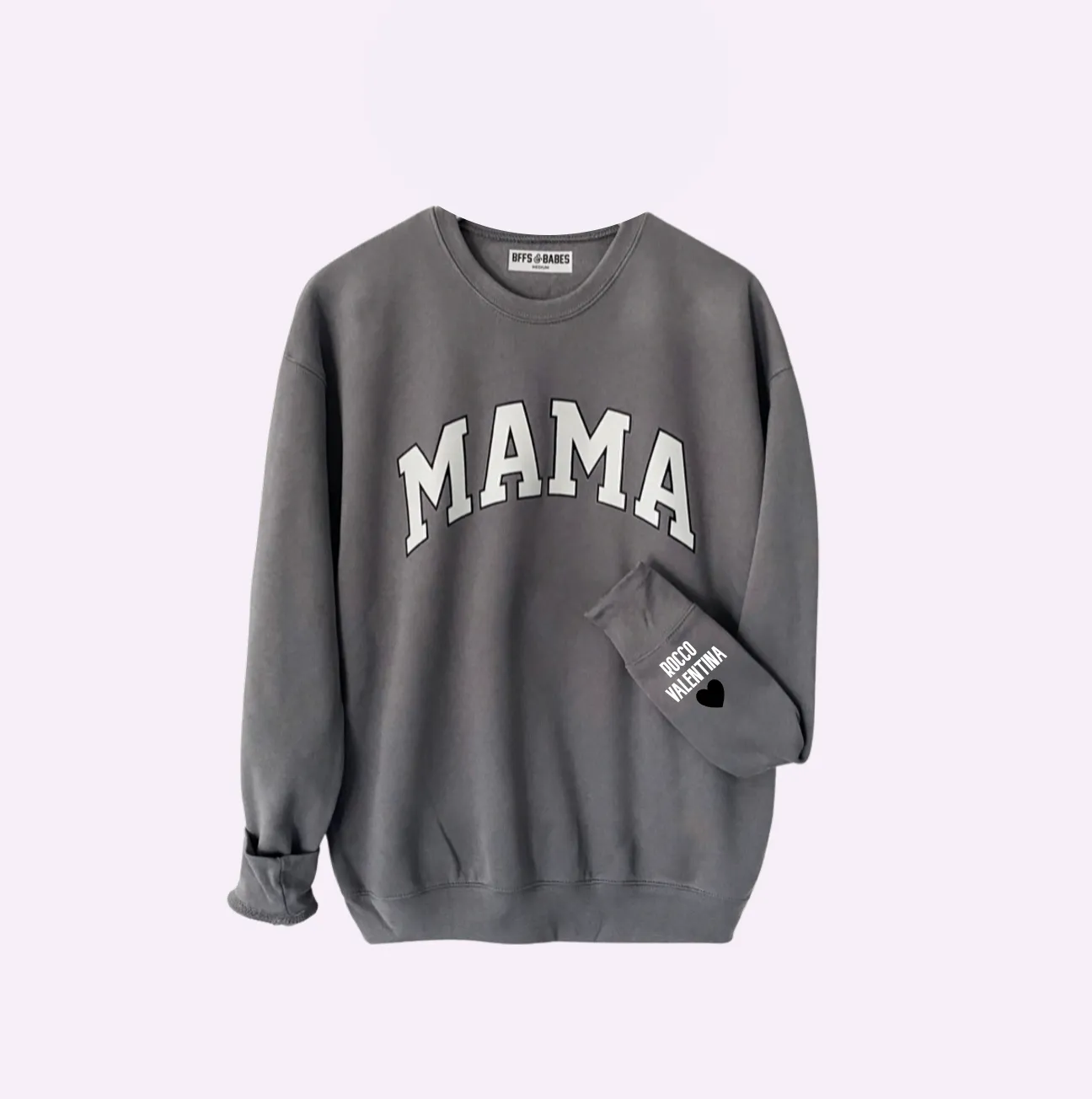LOVE ON THE CUFF ♡ stormy mama sweatshirt with personalized cuff sold by BFFS & BABES product image thumbnail 3