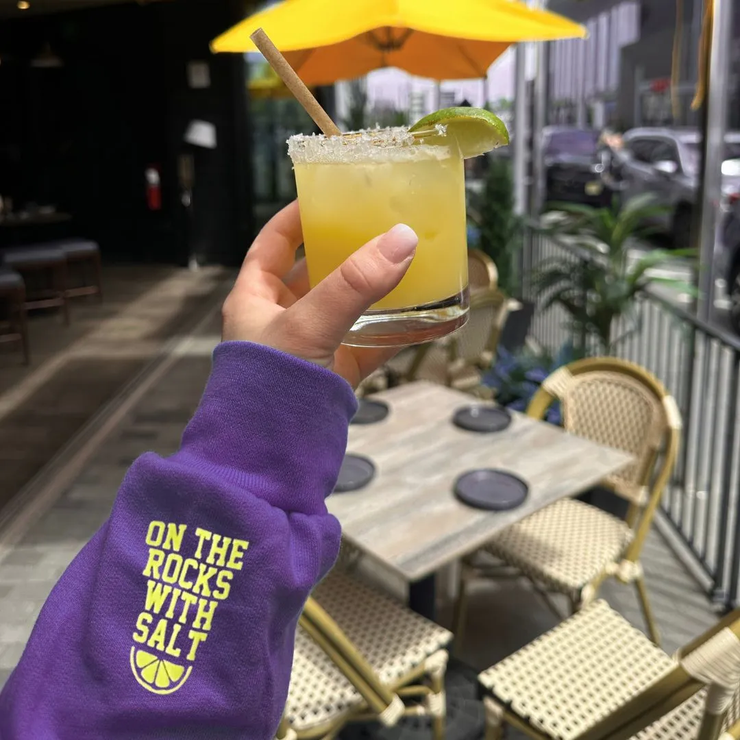 MARGS ♡ purple printed sweatshirt with on the rocks with salt cuff sold by BFFS & BABES product image thumbnail 2