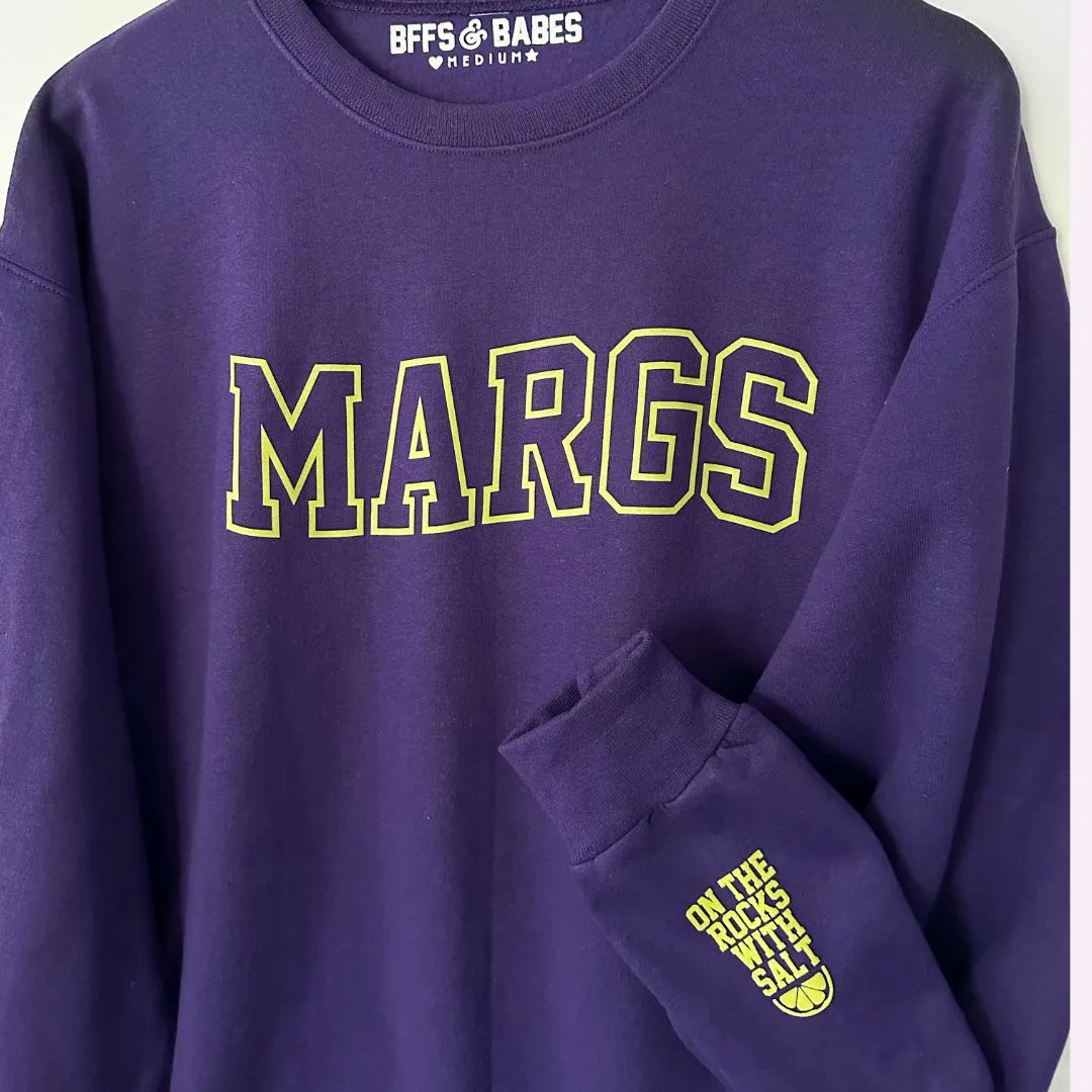 MARGS ♡ purple printed sweatshirt with on the rocks with salt cuff sold by BFFS & BABES product image thumbnail 3