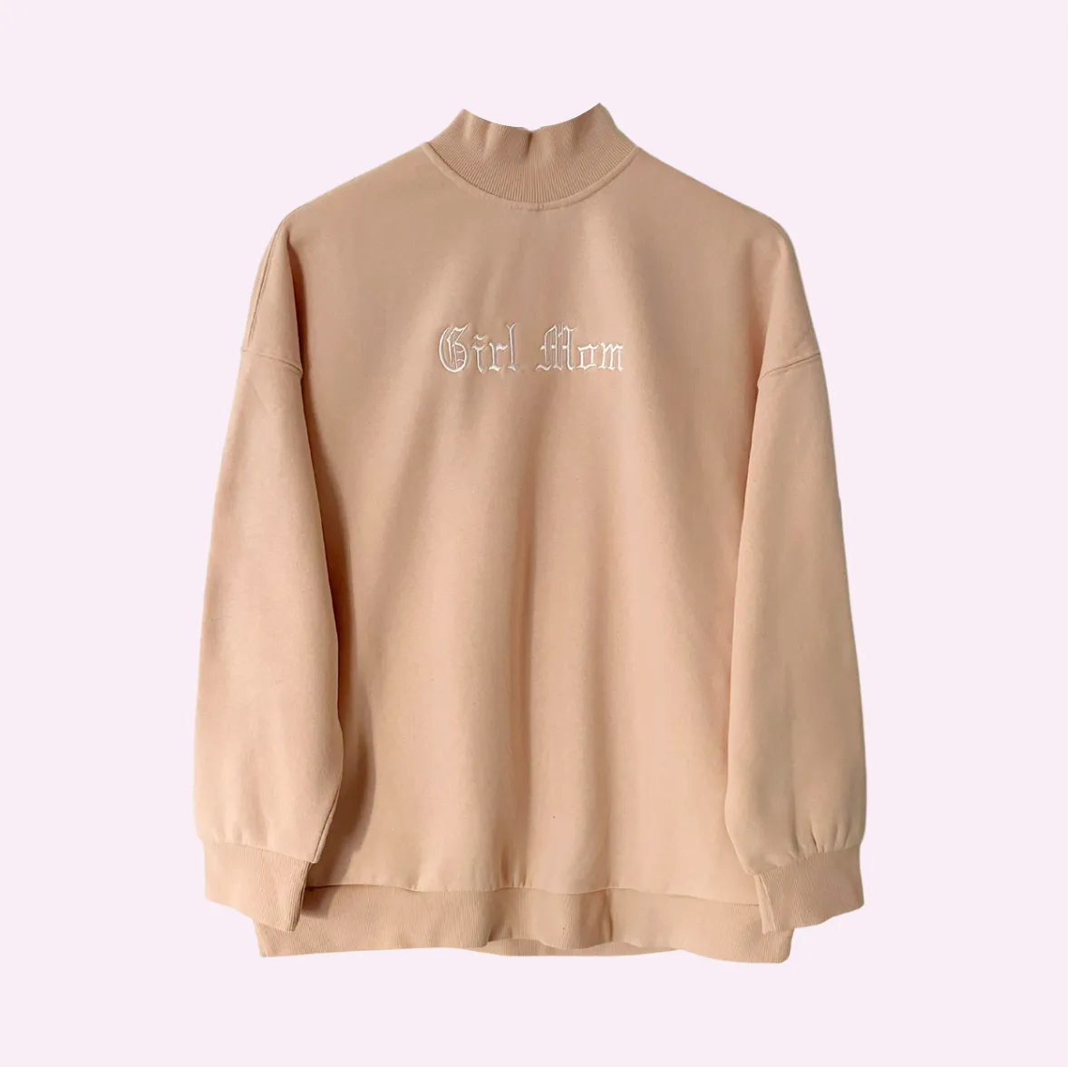 OLD SCHOOL STITCH ♡ blush customizable embroidered mock neck sweatshirt sold by BFFS & BABES