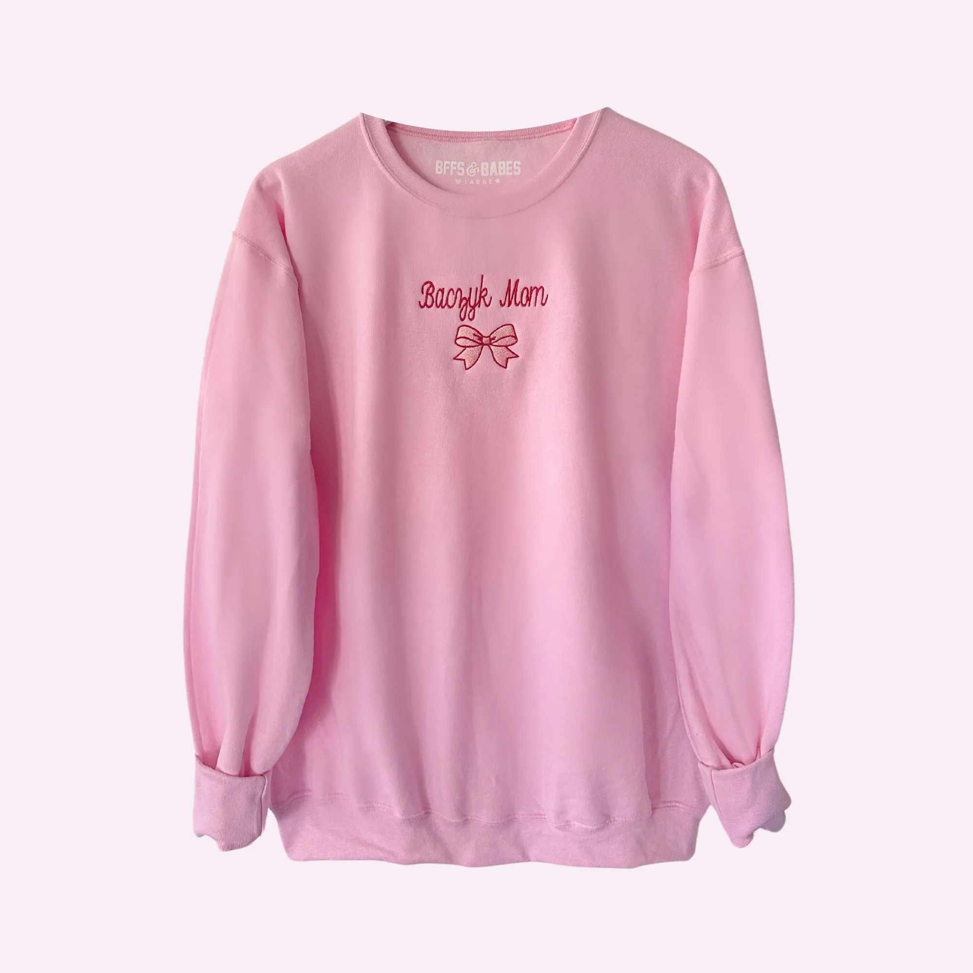 BOW STITCH ♡ adult custom embroidered sweatshirt with bow sold by BFFS & BABES