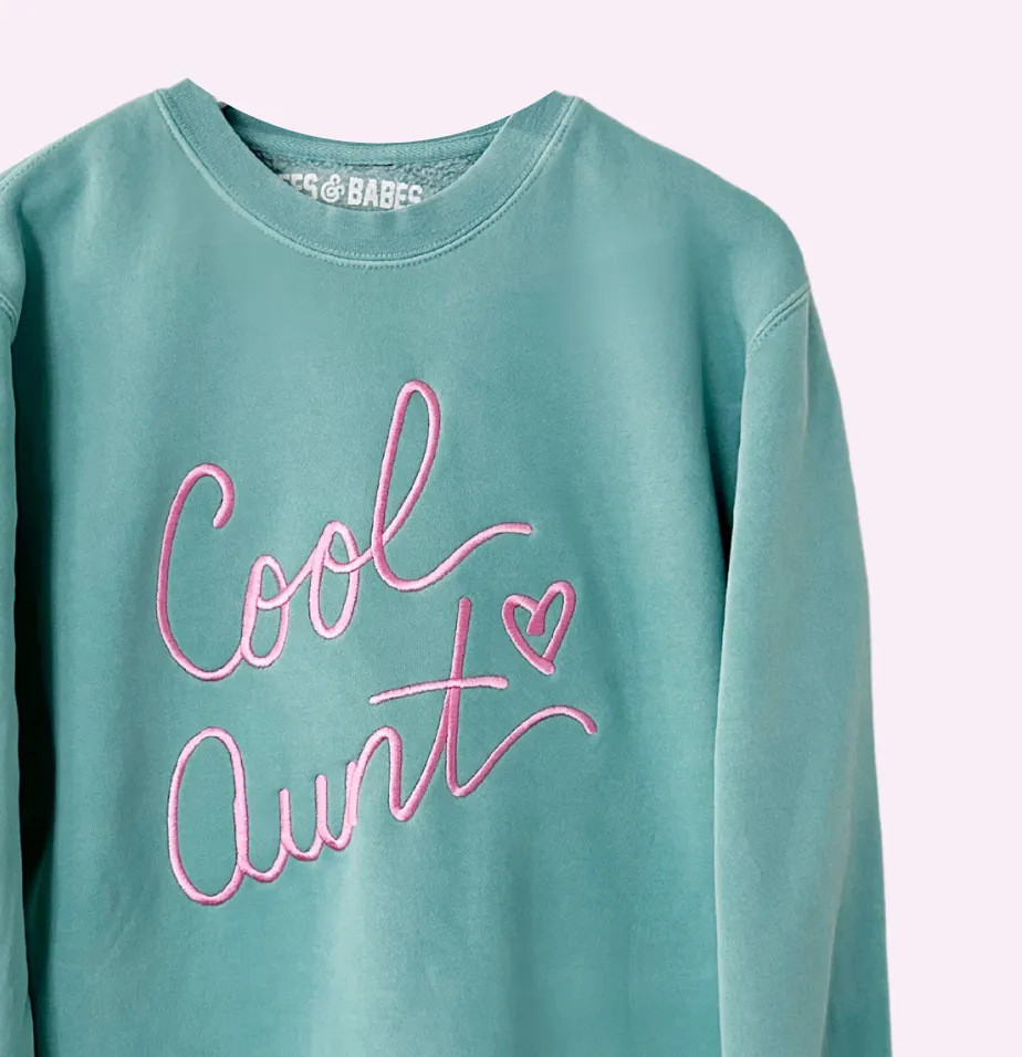 ULTRA COOL AUNT ♡ mint embroidered cool aunt sweatshirt sold by BFFS & BABES product image thumbnail 4