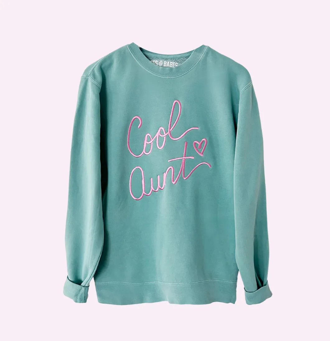 ULTRA COOL AUNT ♡ mint embroidered cool aunt sweatshirt sold by BFFS & BABES product image thumbnail 5