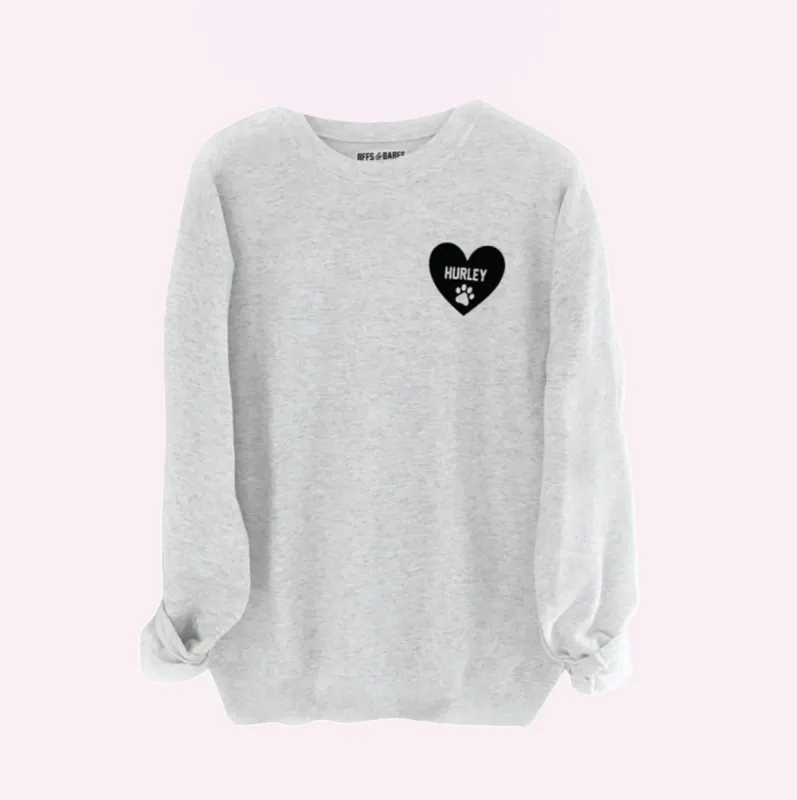 HEART U MOST ♡ gray sweatshirt with personalized heart paw print sold by BFFS & BABES