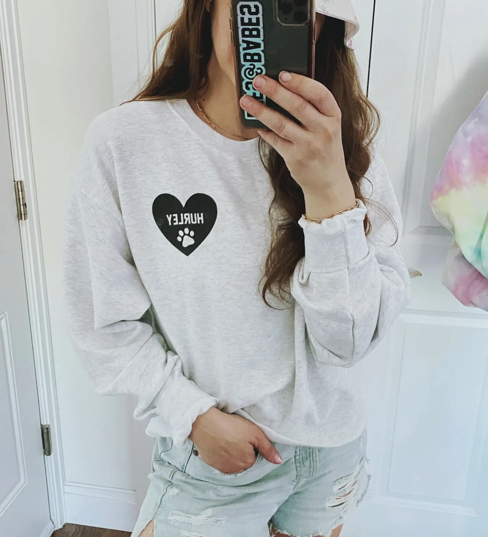 HEART U MOST ♡ gray sweatshirt with personalized heart paw print sold by BFFS & BABES product image thumbnail 4