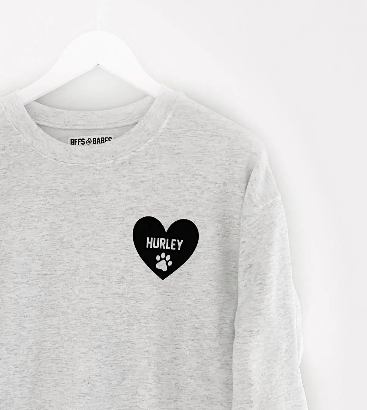 HEART U MOST ♡ gray sweatshirt with personalized heart paw print sold by BFFS & BABES product image thumbnail 2