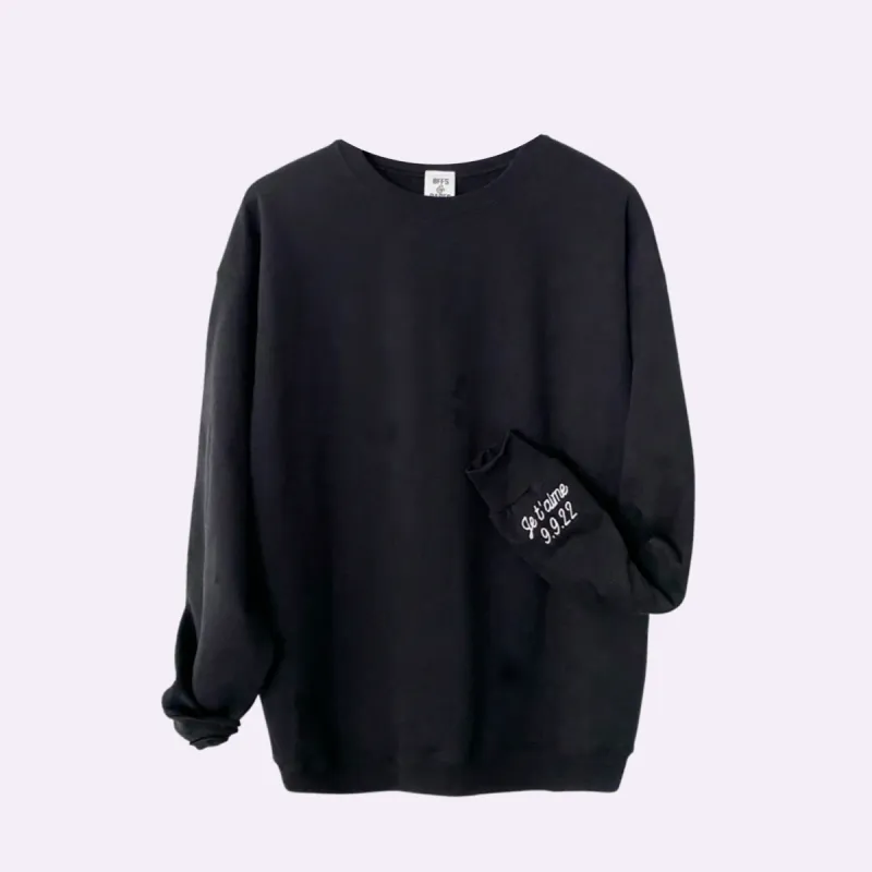 JE T'AIME ♡ personalized stitch embroidered cuff sweatshirt made by BFFS & BABES