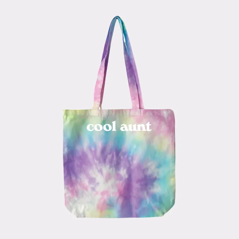 COOL AUNT MULTIE TOTE ♡ tie-dye tote bag with cool aunt print sold by BFFS & BABES