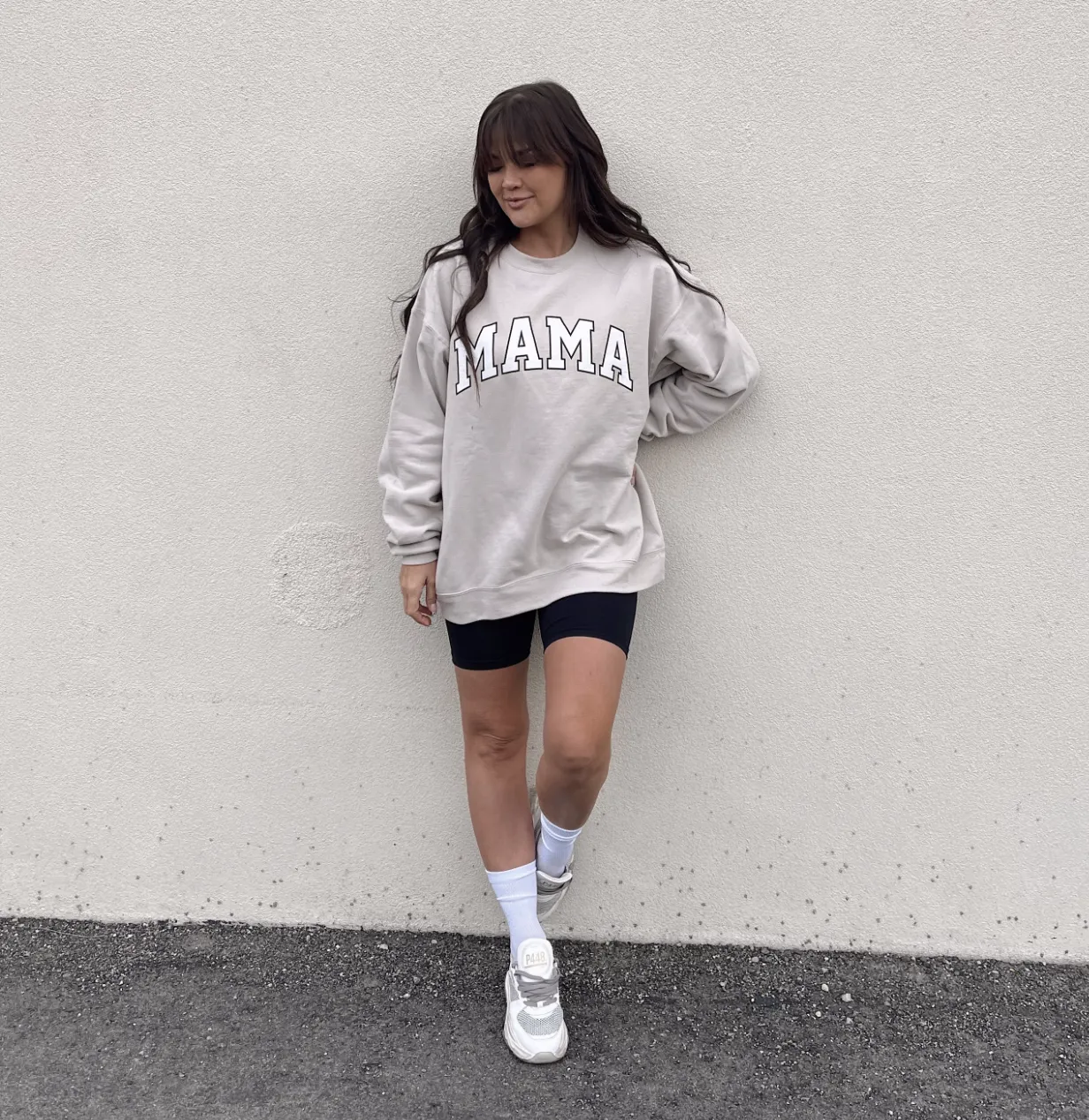 COLLEGIATE MAMA ♡ beige printed mama sweatshirt sold by BFFS & BABES product image thumbnail 2