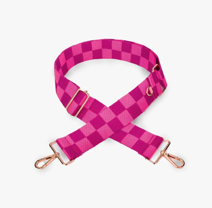 hot pink/maroon checker strap sold by Citymouse