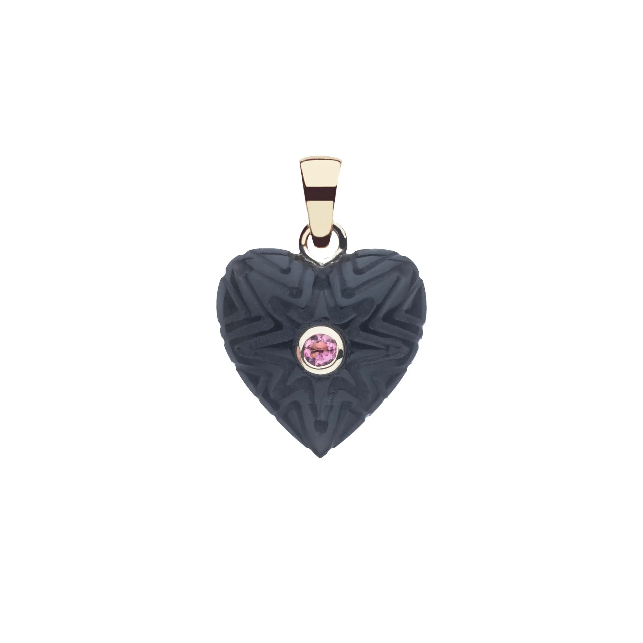 LOVE Starburst Stone Heart Pendant in Onyx sold by Jane Win