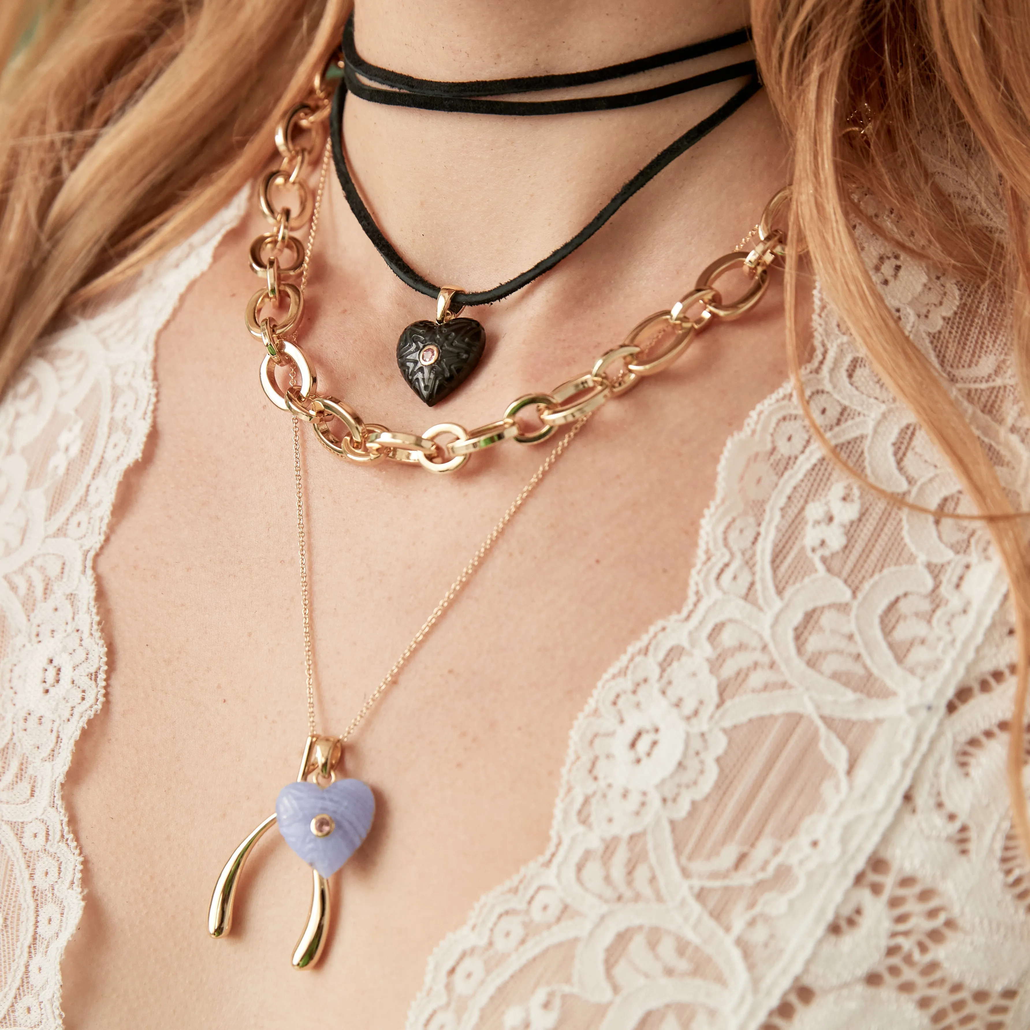 LOVE Starburst Stone Heart Pendant in Onyx sold by Jane Win product image thumbnail 3