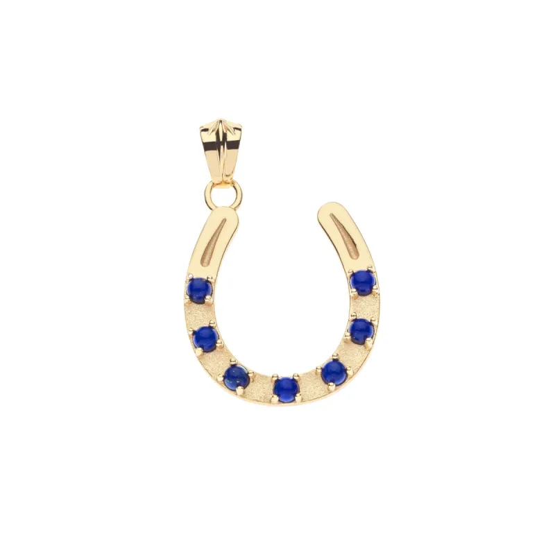 LUCKY Seven Stone Horseshoe Pendant in Lapis sold by Jane Win