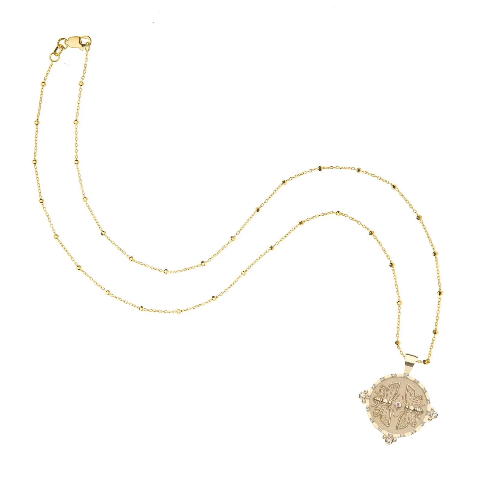 Sisters Forever JW Small Embellished Pendant Coin in 14k sold by Jane Win product image thumbnail 3