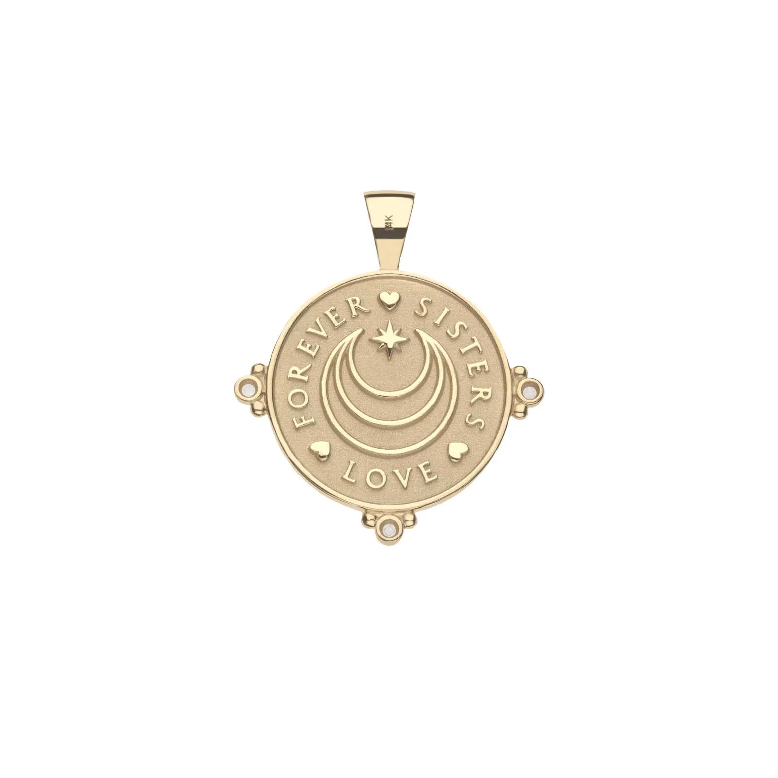Sisters Forever JW Small Embellished Pendant Coin in 14k sold by Jane Win product image thumbnail 2