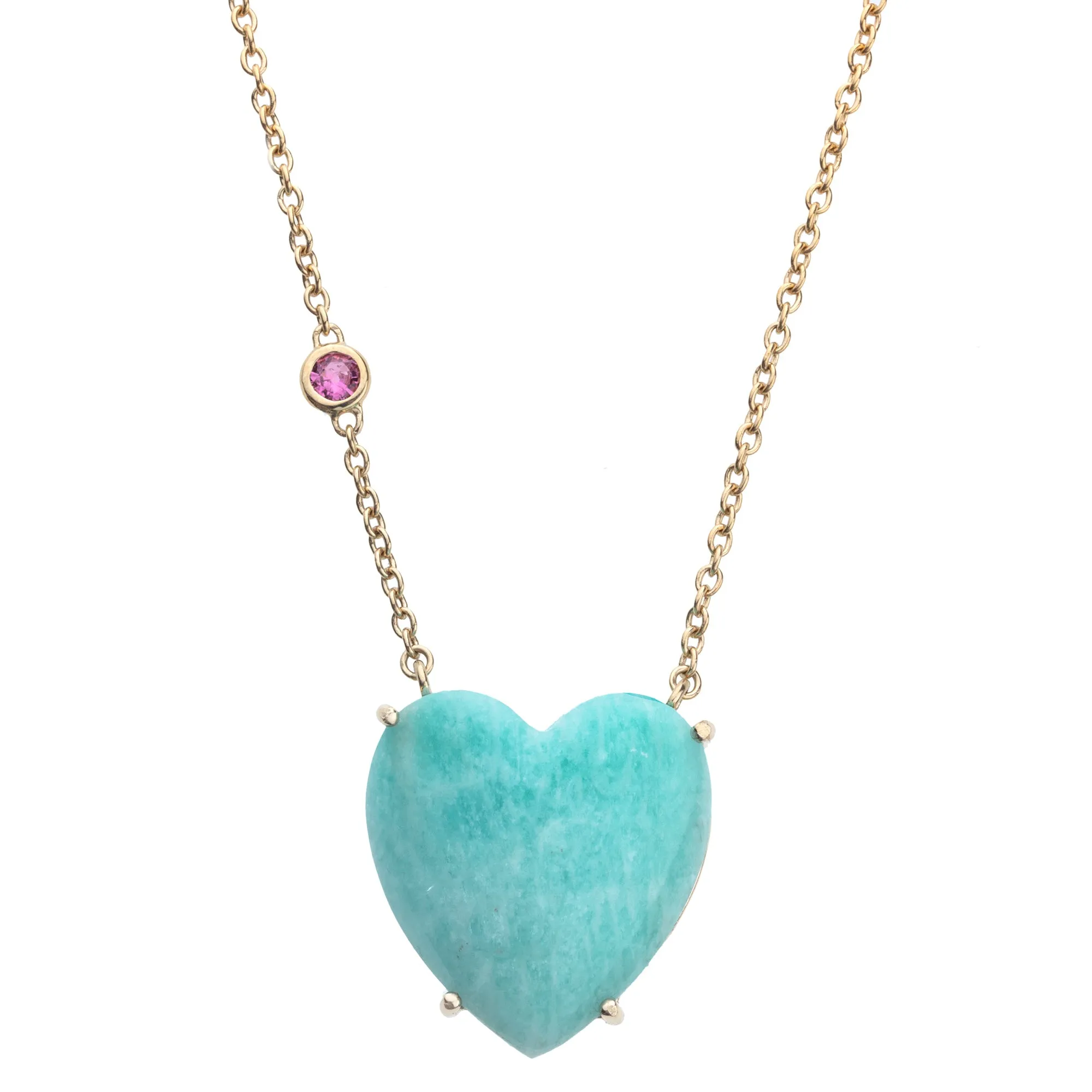 LOVE Amazonite Carved Heart Necklace with Gold Setting SALE sold by Jane Win