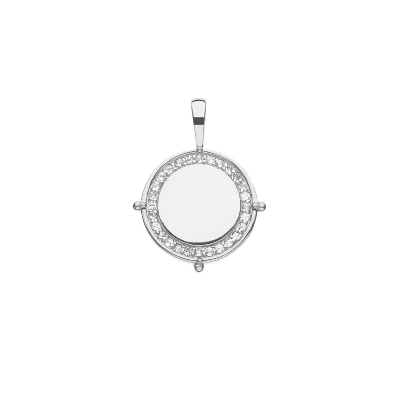 Embellished Personalized Petite Coin Pendant in Silver sold by Jane Win