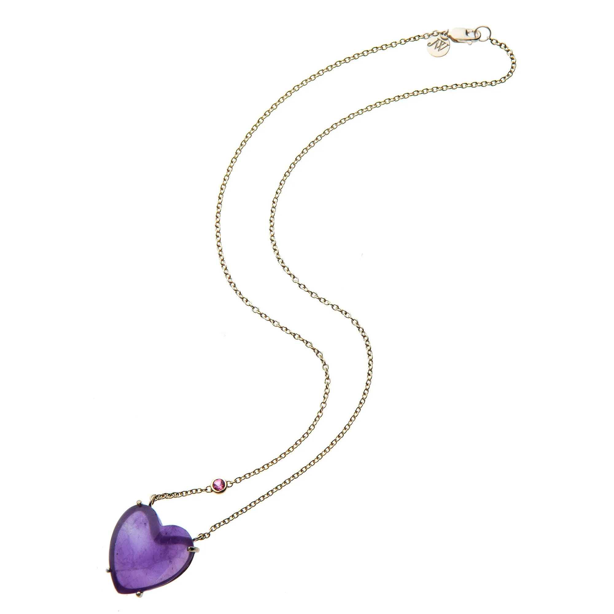 LOVE Amethyst Carved Heart Necklace with Gold Setting SALE sold by Jane Win product image thumbnail 2