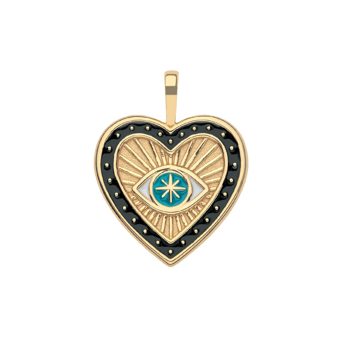 PROTECT Evil Eye Enamel Heart Pendant in Black sold by Jane Win