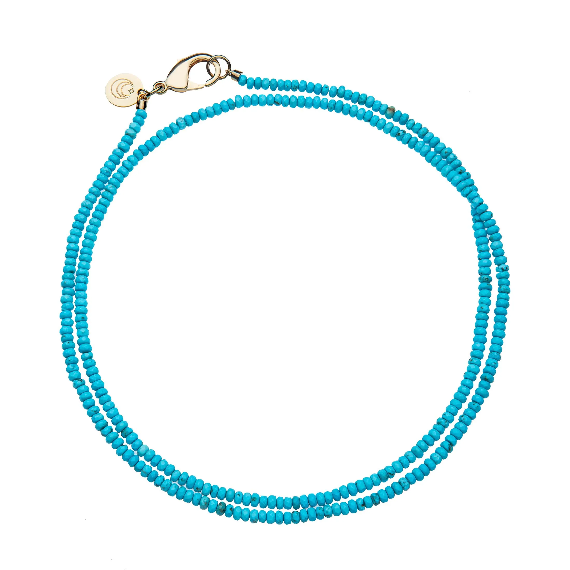 Double Wrap Diamond Cut Beaded Necklace in Turquoise sold by Jane Win