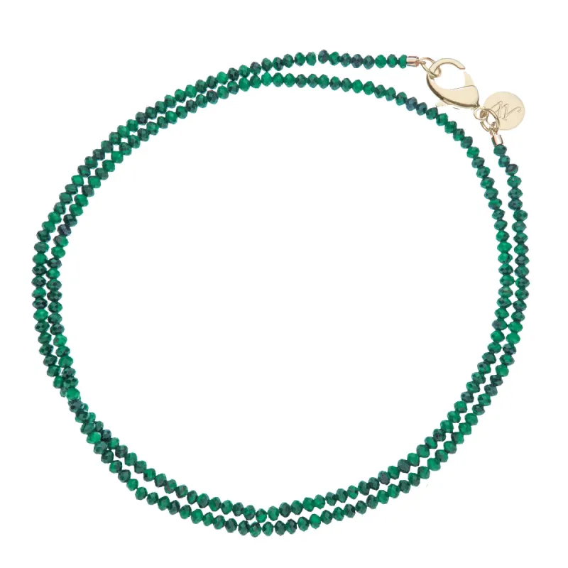 Double Wrap Diamond Cut Beaded Necklace in Malachite sold by Jane Win