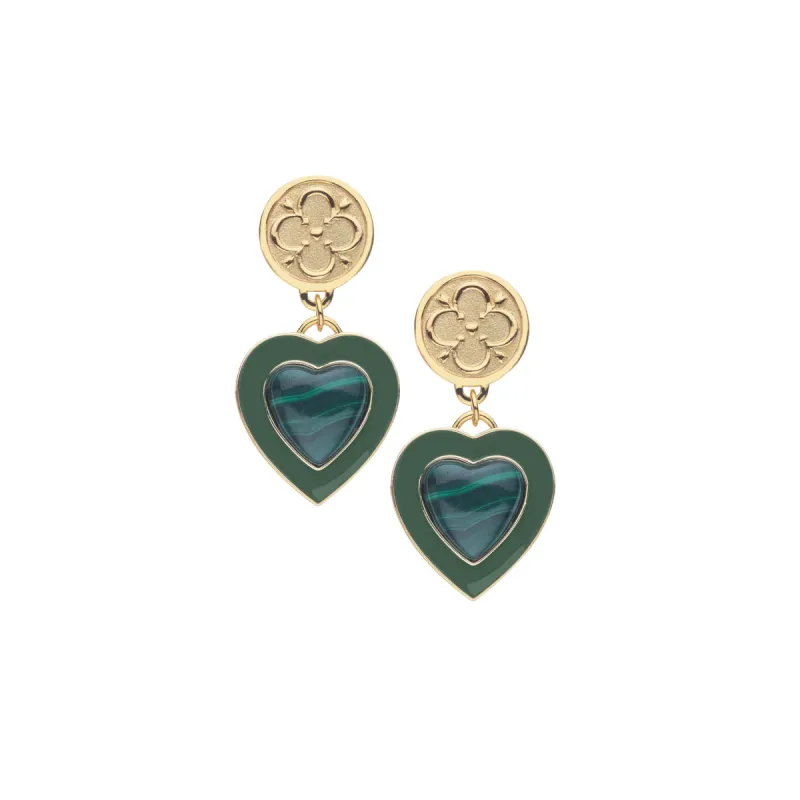 LOVE Enchanted Heart Earring in Malachite sold by Jane Win