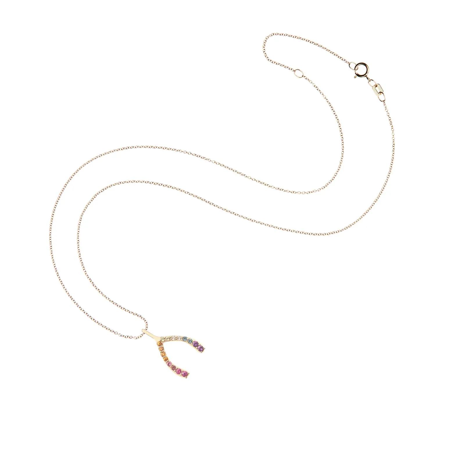 LUCKY Rainbow Mini Wishbone Pendant in 10k sold by Jane Win product image thumbnail 4