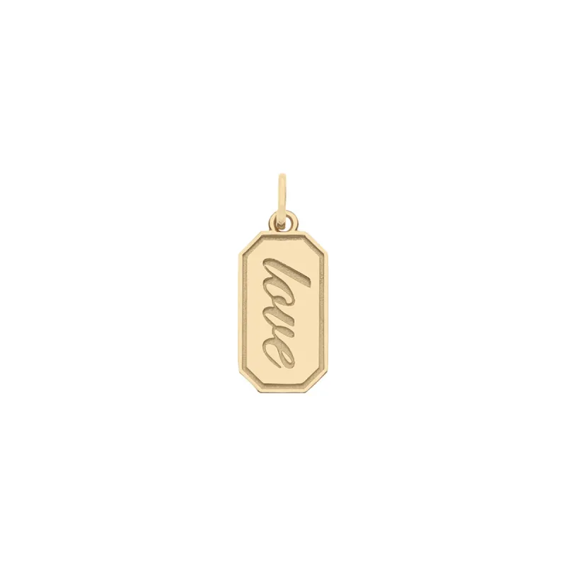 LOVE Tag Engravable Charm in Solid Gold sold by Jane Win