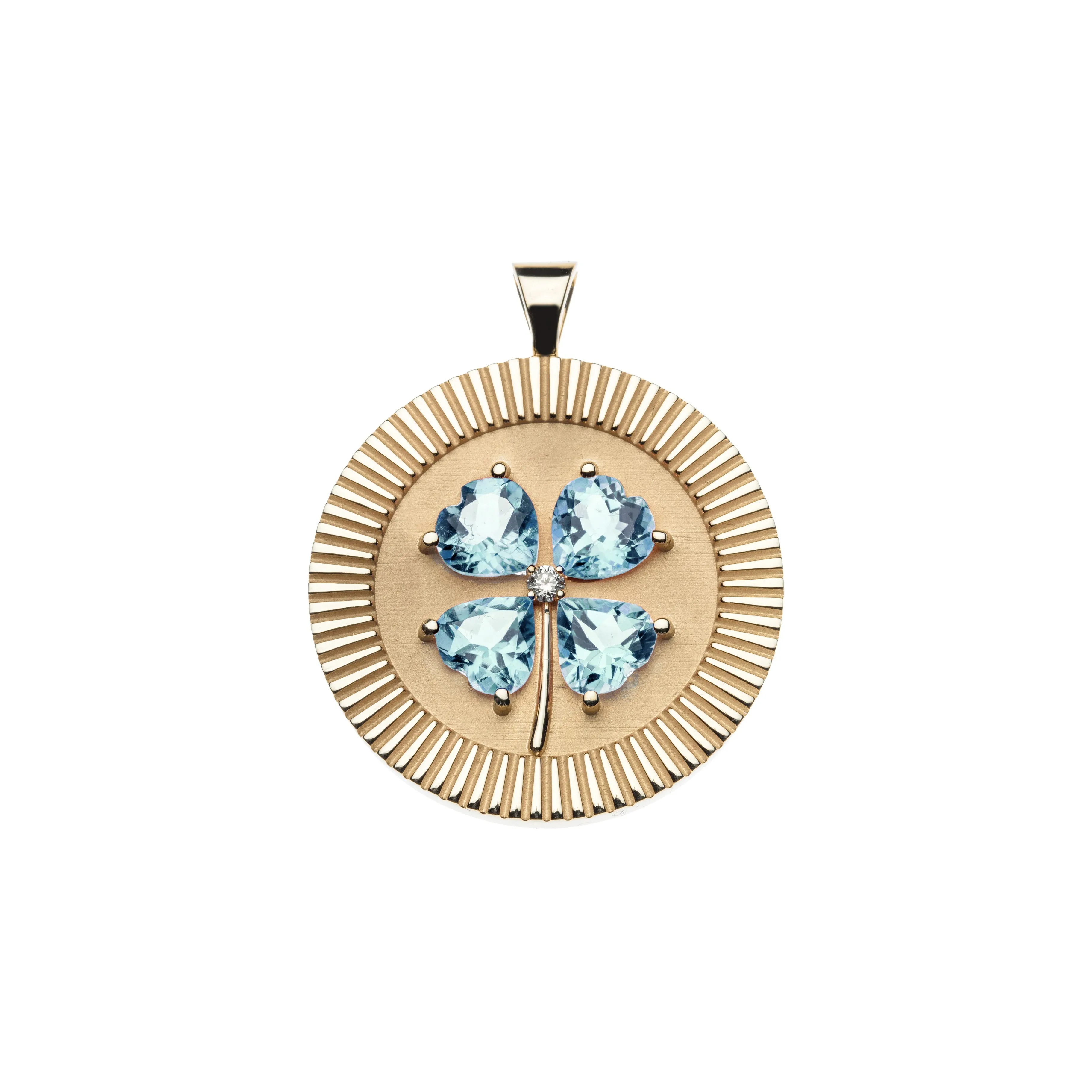 LUCKY 14k Sky Blue Topaz Coin Pendant sold by Jane Win