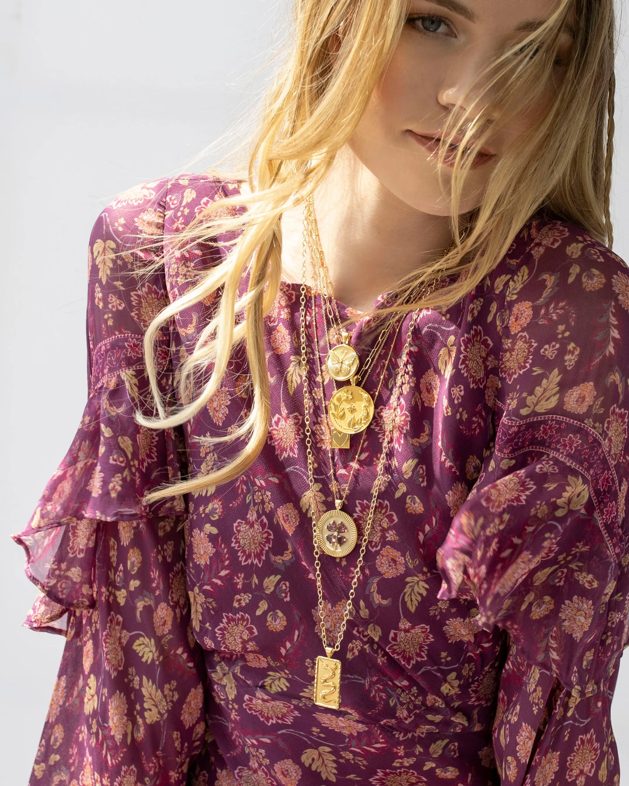 LUCKY 14k Sky Blue Topaz Coin Pendant sold by Jane Win product image thumbnail 4