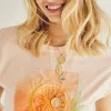 STRONG Rising Sun Small Embellished Pendant Coin in 14k SALE sold by Jane Win