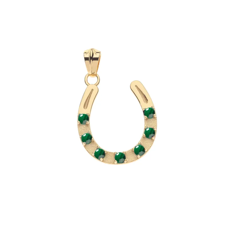 LUCKY Seven Stone Horseshoe Pendant in Malachite sold by Jane Win