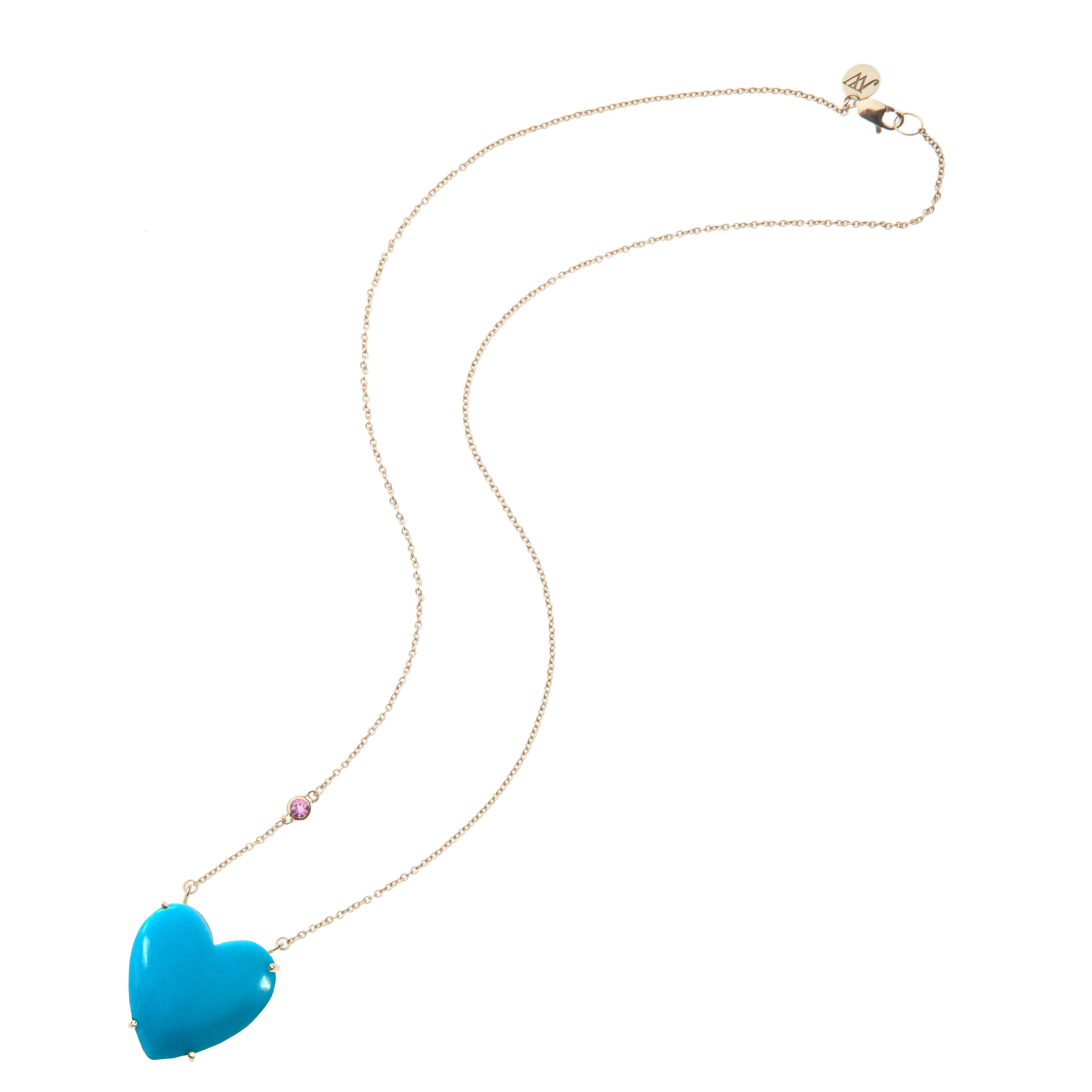 LOVE Turquoise Carved Heart Necklace with Gold Setting SALE sold by Jane Win product image thumbnail 2