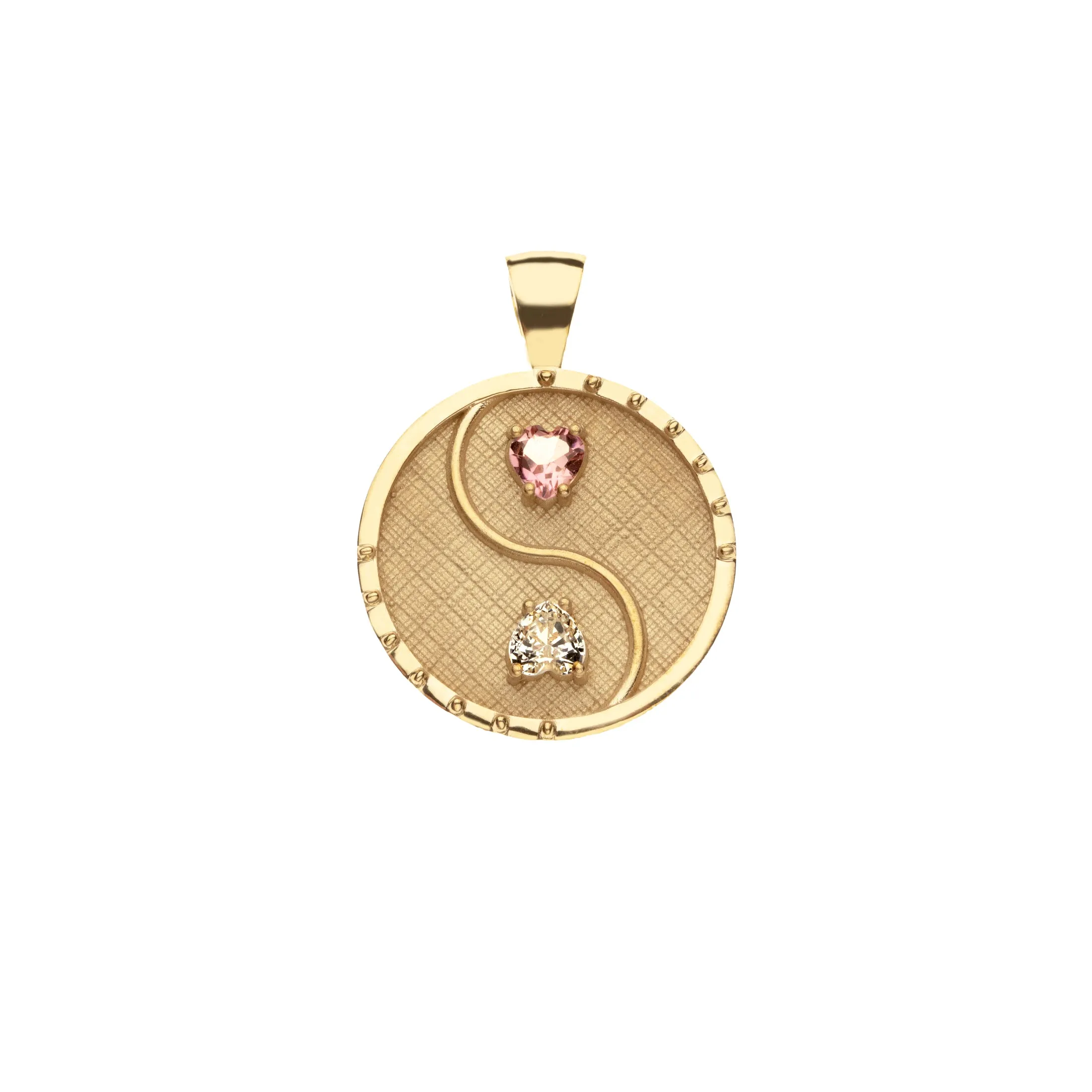 BALANCE JW Small Pendant Coin in 14k with Stones sold by Jane Win