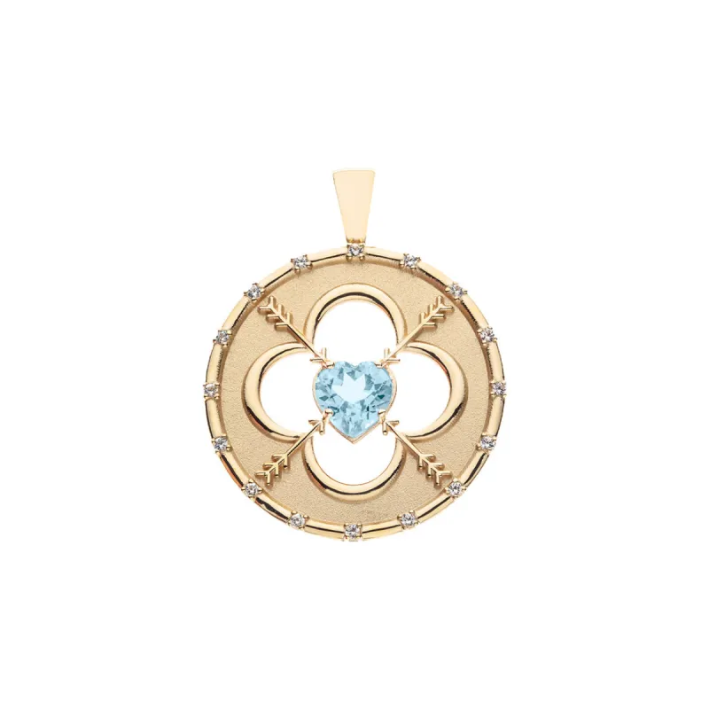 LOVE 14k Sky Blue Topaz Quatrefoil Coin Pendant sold by Jane Win