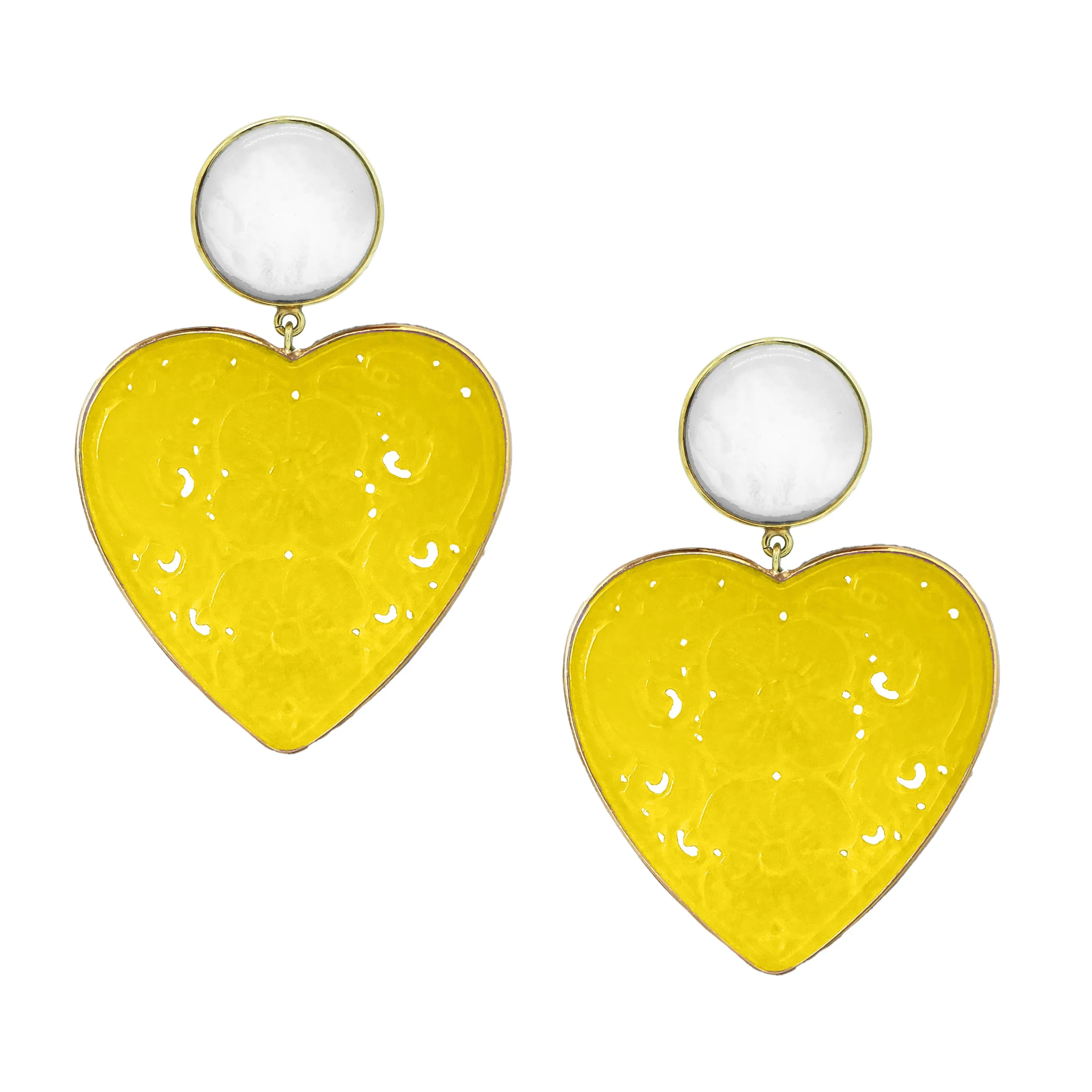 LOVE Yellow Carved Agate Earrings sold by Jane Win