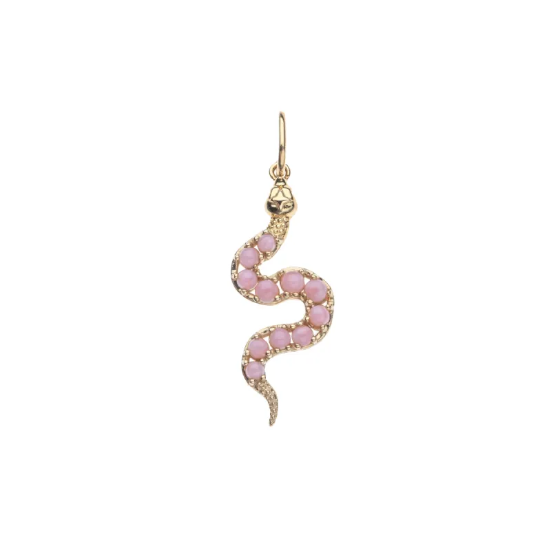 PROTECT Pink Opal Snake Pendant in Solid Gold sold by Jane Win