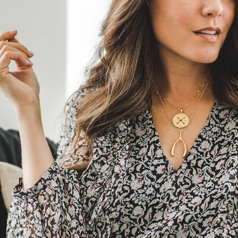 LUCKY Gold Wishbone Pendant sold by Jane Win product image thumbnail 4