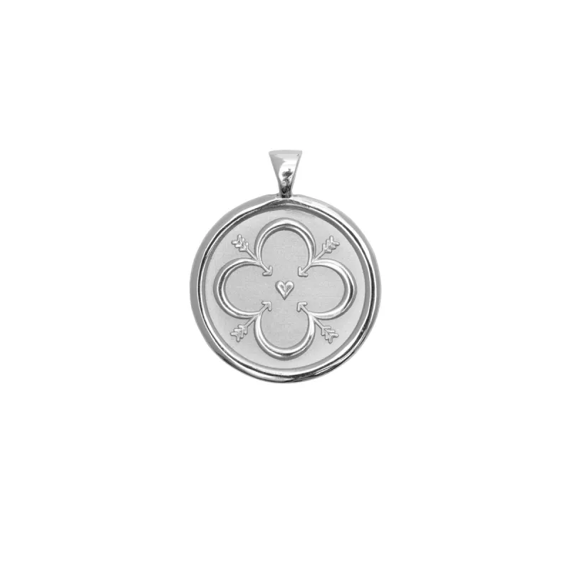 LOVE JW Small Pendant Coin in Silver sold by Jane Win