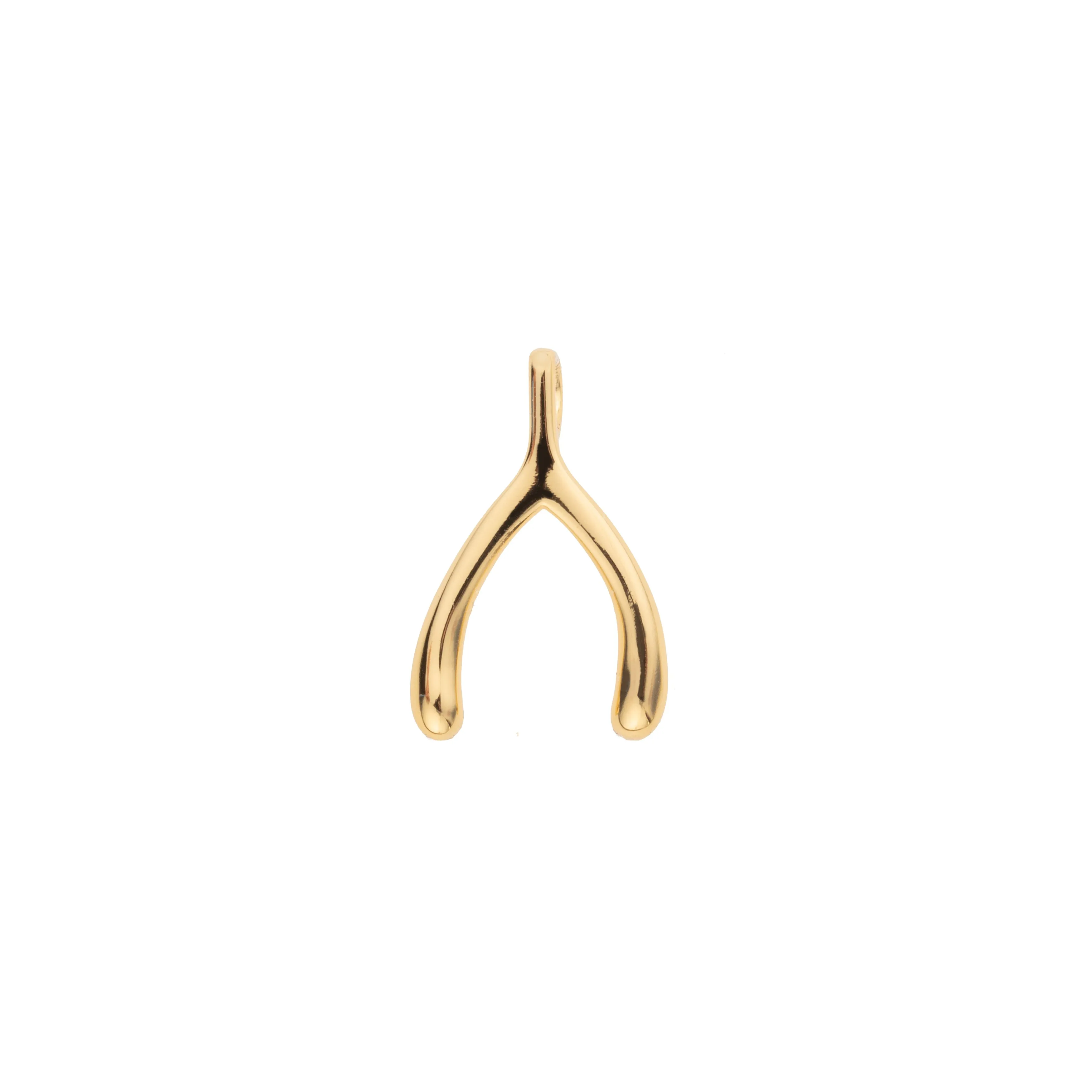 LUCKY Gold Mini Wishbone Pendant in 10k sold by Jane Win