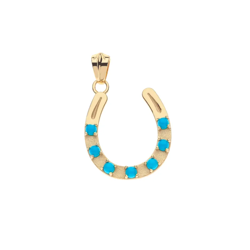 LUCKY Seven Stone Horseshoe Pendant in Turquoise SALE sold by Jane Win