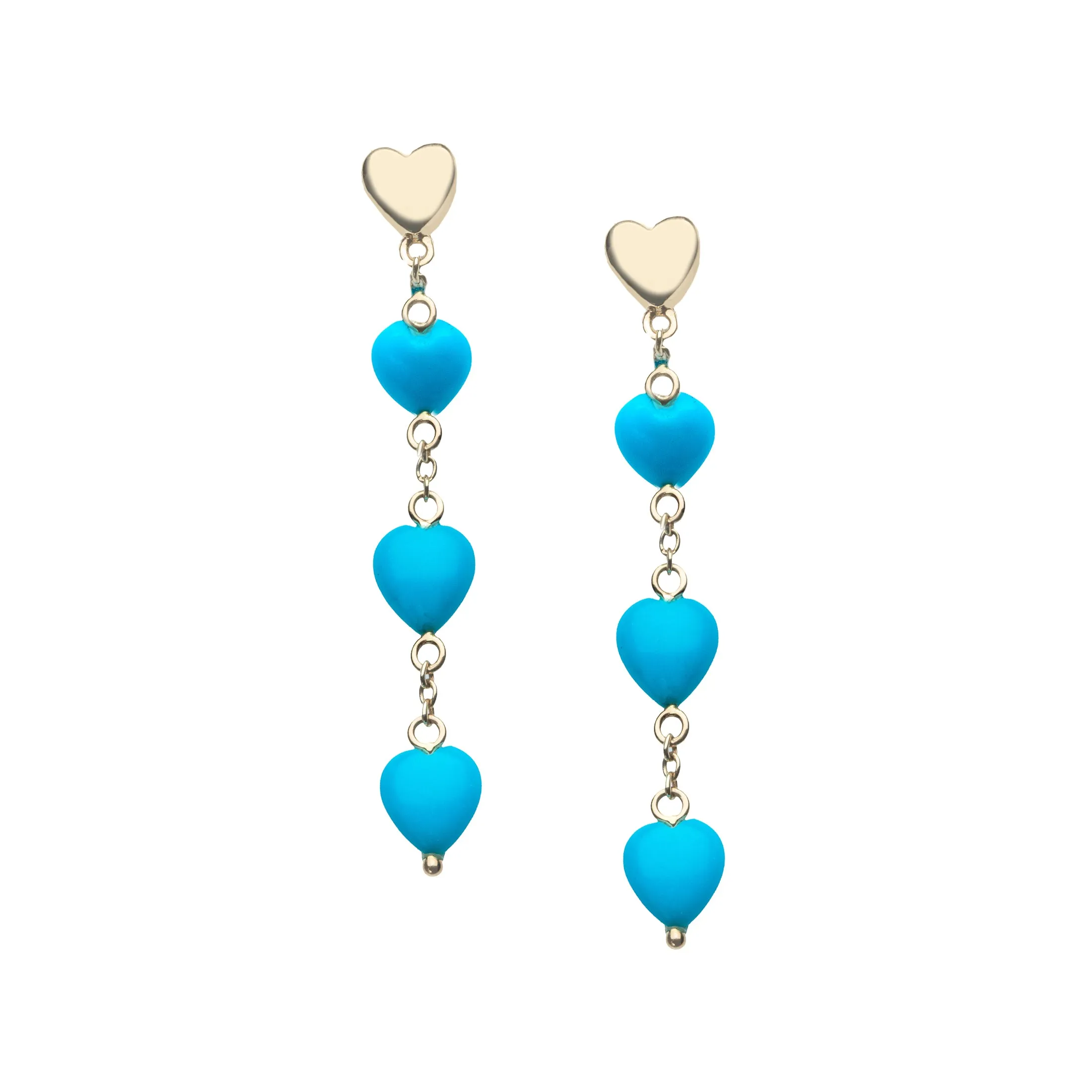LOVE Carved Turquoise and Gold Heart Earrings sold by Jane Win
