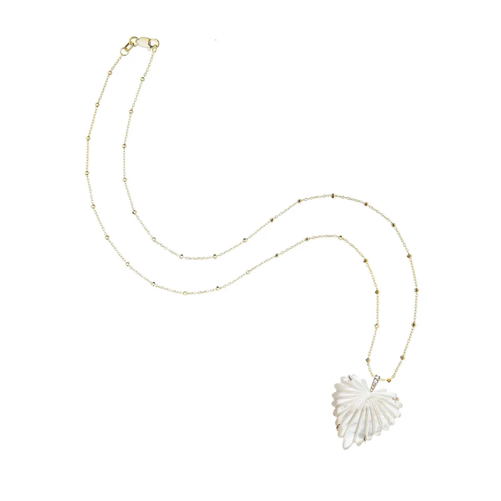 LOVE Carved Mother of Pearl Full Heart Pendant in Solid Gold sold by Jane Win product image thumbnail 5