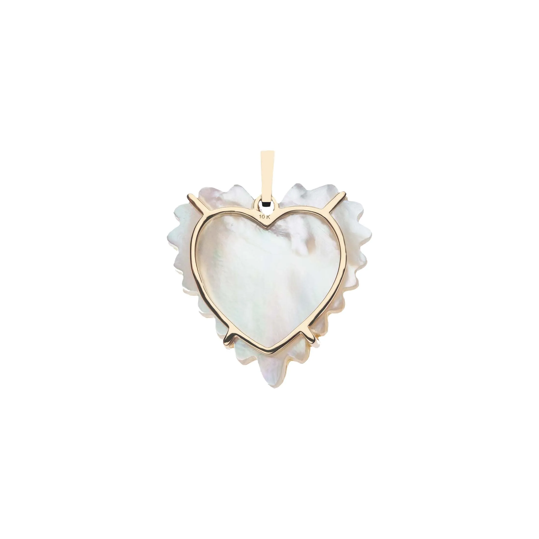 LOVE Carved Mother of Pearl Full Heart Pendant in Solid Gold sold by Jane Win product image thumbnail 3