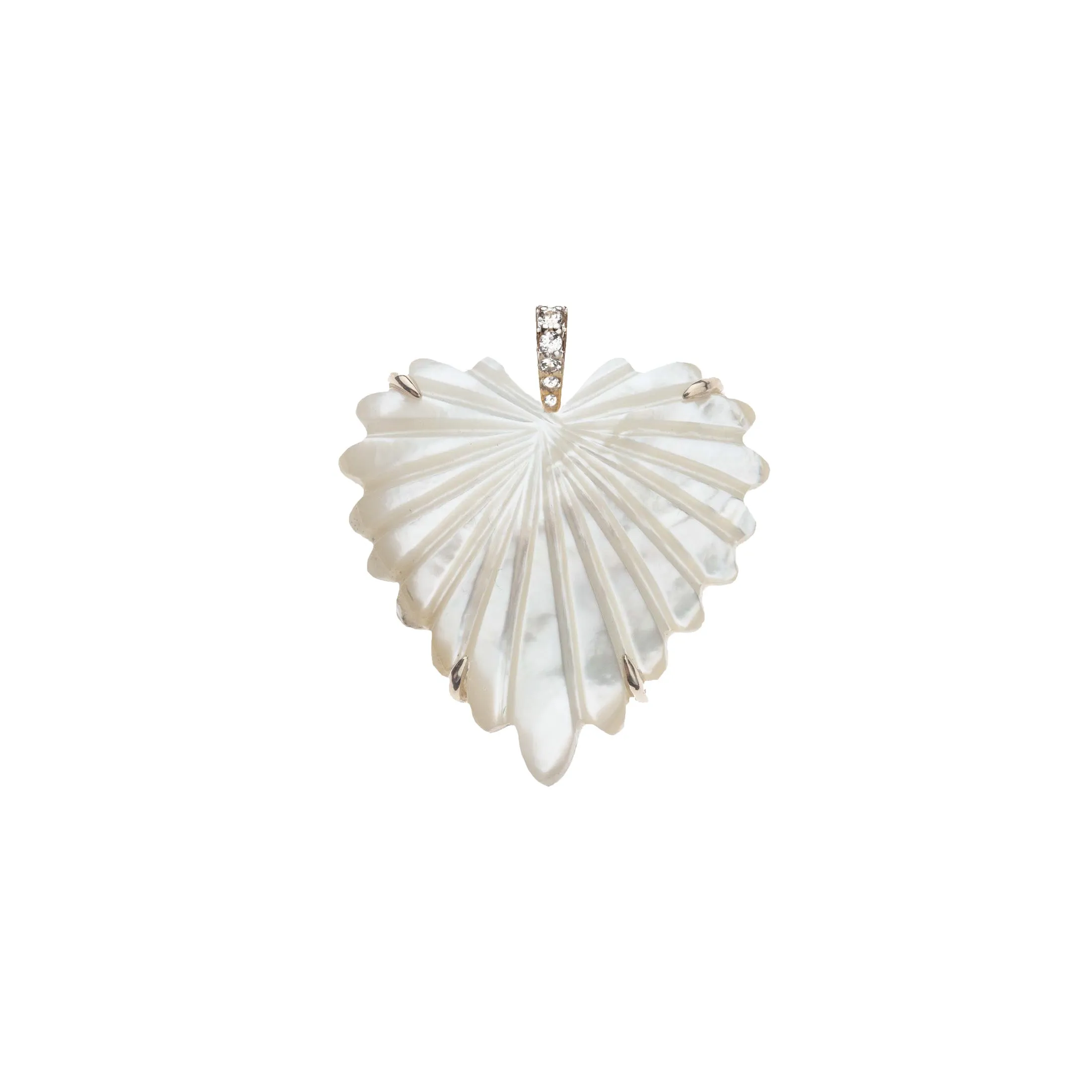 LOVE Carved Mother of Pearl Full Heart Pendant in Solid Gold sold by Jane Win