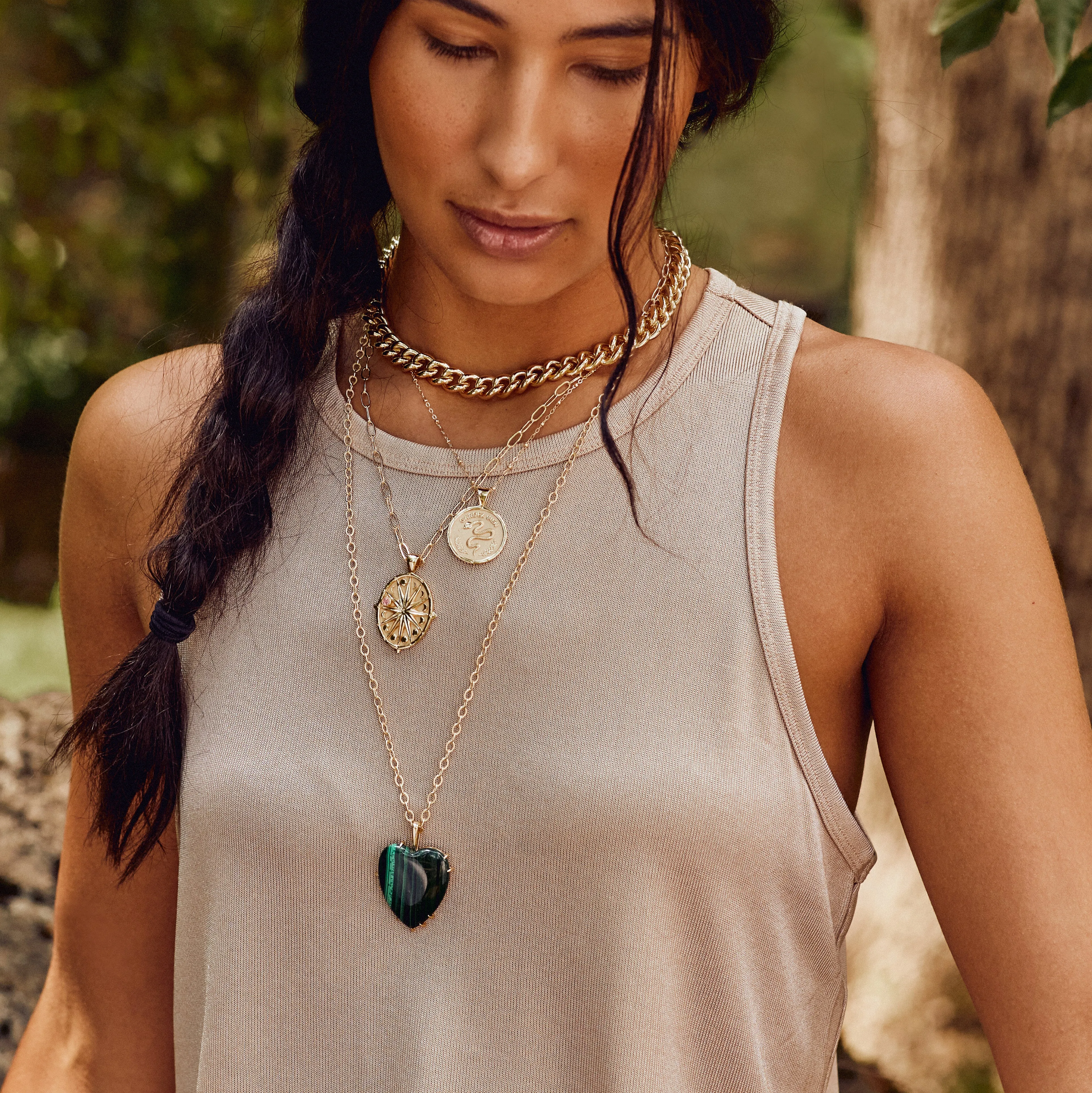 Curb Chain with Malachite Bead sold by Jane Win product image thumbnail 2