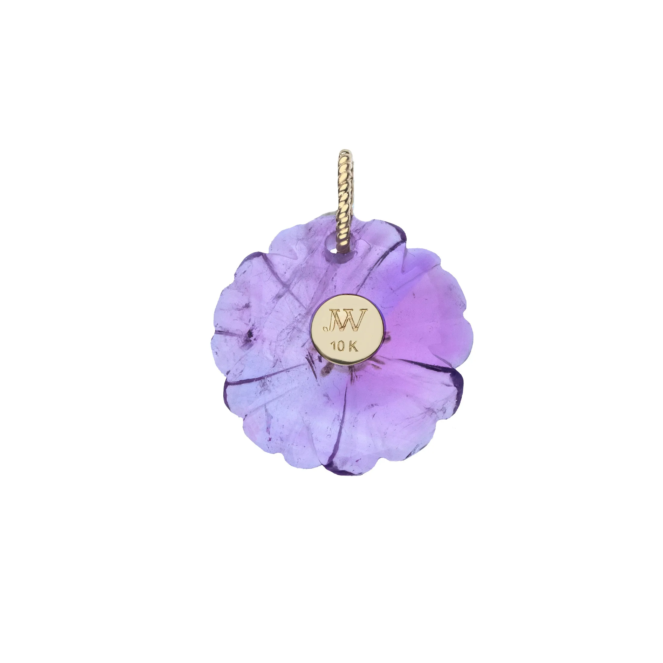 JOY Amethyst Carved Primrose Pendant in Solid Gold sold by Jane Win product image thumbnail 2