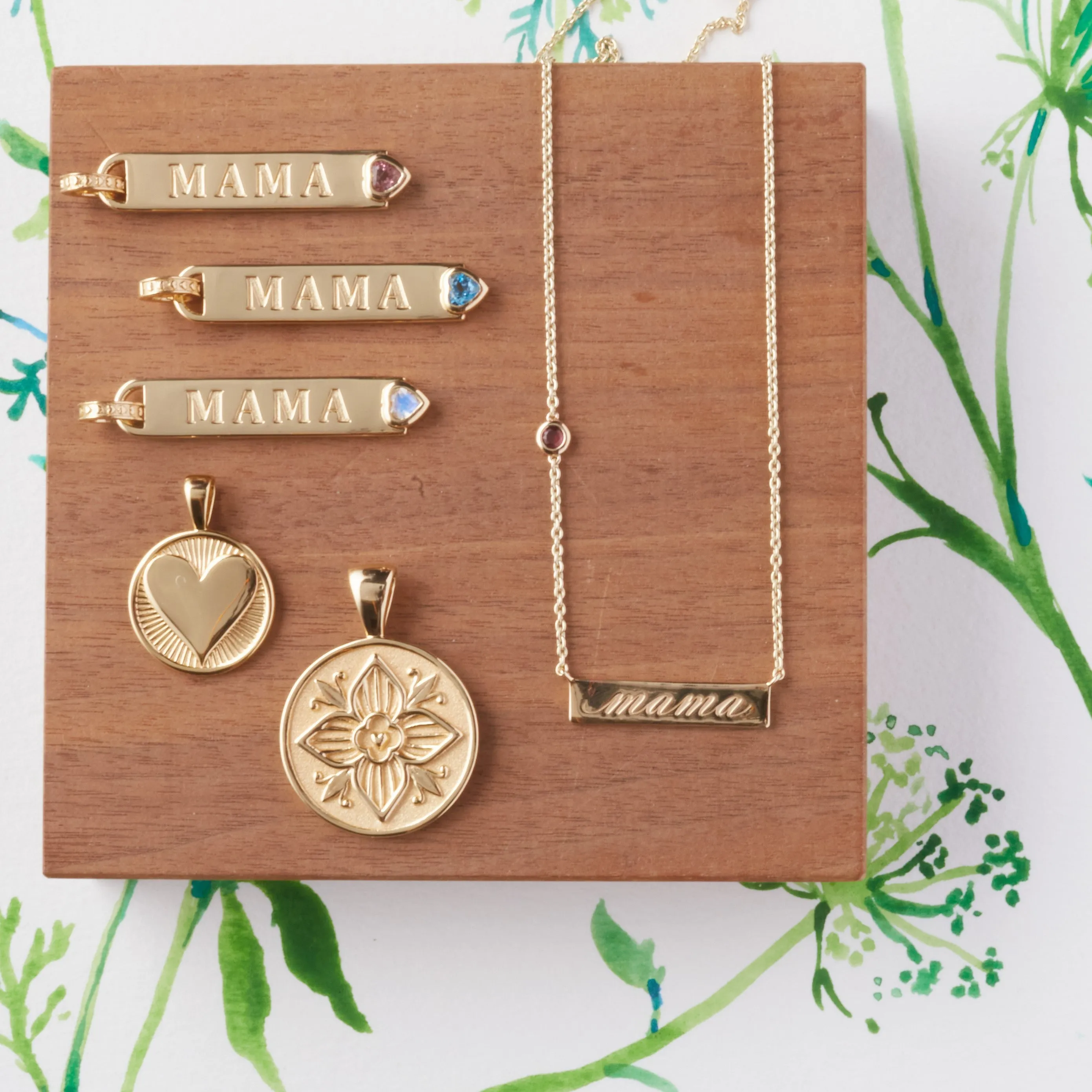 JOY Mama Engravable Bar Pendant in Pink Tourmaline sold by Jane Win product image thumbnail 4